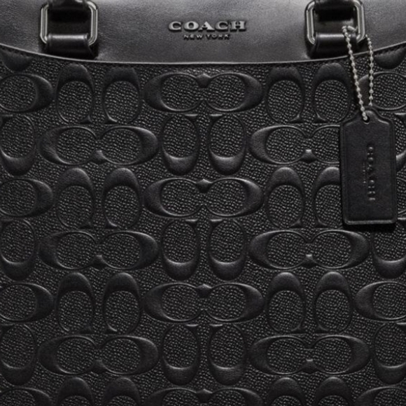 1 left COACH Embossed Signature Leather Atache Bag Briefcase Laptop Computer Bag - Picture 7 of 12